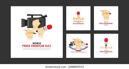 Vector illustration of World Press Freedom Day social media story feed mockup template set