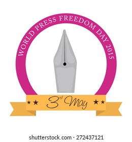 Vector illustration for World Press Freedom Day with yellow ribbon.