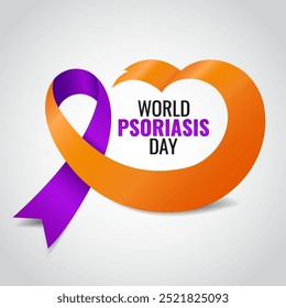 Vector Illustration of World Psoriasis Day. Psoriasis Awareness Ribbon.
