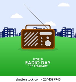 Vector illustration of World Radio Day 13 February