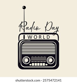 Vector illustration of World Radio Day with a vintage radio design. Perfect for holiday background, promo, flyer, brochure, template, and poster.