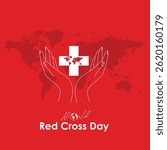 Vector Illustration for World Red Cross Day Concept celebrates on 8th May. Red Crescent, stethoscope on half Earth, Red Crescent Day.