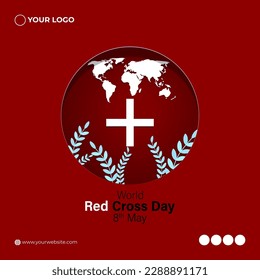 Vector illustration for World Red Cross 8 May social media story feed mockup template post
