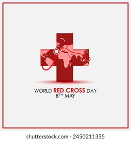 Vector illustration of World Red Cross Day social media feed template