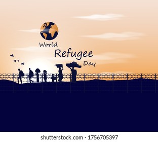 ILUSTRACIÓN DE VECTORES PARA EL DÍA MUNDIAL DE LOS REFUGIADOS - 20 DE JUNIO