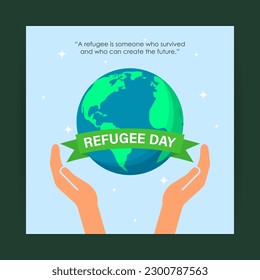 Vector illustration of World Refugee Day 20 June social media feed story mockup template
