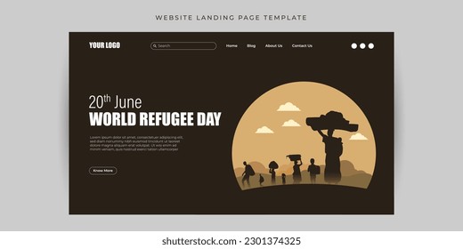 Vector illustration of World Refugee Day 20 June social media feed story mockup template