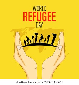 Ilustración vectorial de la plantilla de maquillaje de la historia de la fuente de las redes sociales del Día Mundial de los Refugiados el 20 de junio