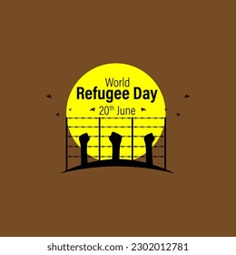 Vector illustration of World Refugee Day 20 June social media feed story mockup template