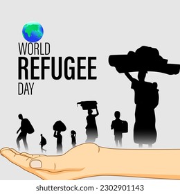 Vector illustration of World Refugee Day 20 June social media feed story mockup template