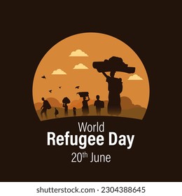 Vector illustration of World Refugee Day 20 June social media feed story mockup template