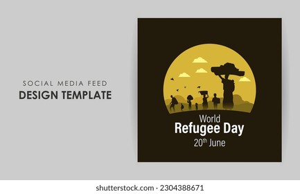 Vektorgrafik des Weltflüchtlingstags 20. Juni Social Media Feed-Story-Mock-up-Vorlage