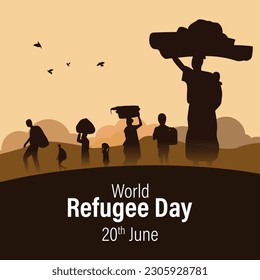 Vector illustration of World Refugee Day 20 June social media feed story mockup template