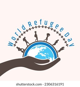 Vector illustration of world Refugee day concept design, Due to war and global political issues.
