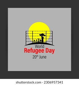 Vector illustration of World Refugee Day 20 June social media feed story mockup template
