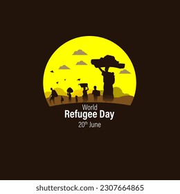 Vector illustration of World Refugee Day 20 June social media feed story mockup template