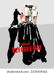 Ejemplo vectorial del Día Mundial de los Refugiados, los refugiados palestinos, Día Internacional de los Migrantes.