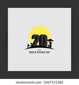 Ilustración vectorial de la Plantilla de noticias en redes sociales del Día Mundial de los Refugiados