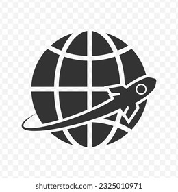 Vector illustration of world rockets icon in dark color and transparent background(PNG).