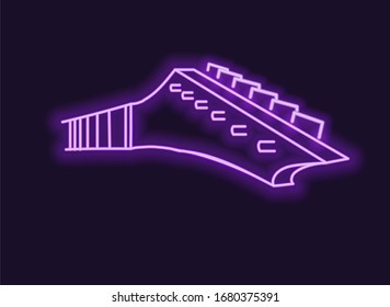 Vector illustration to the World Rock-n-roll day. Neon label. Fretboard electric guitar.
