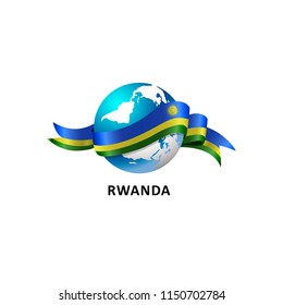 Vector Illustration of a world – world with rwanda flag