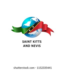 Vector Illustration of a world – world with saint kitts and nevis flag