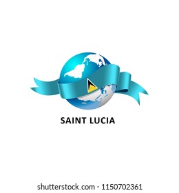 Vector Illustration of a world – world with saint lucia flag