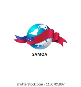 Vector Illustration of a world – world with samoa flag