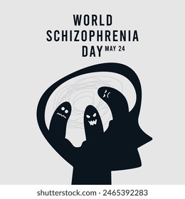 Vector illustration of World Schizophrenia Day. May 24. Flat design vector.  Eps 10.