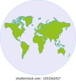 Vector illustration of world seas and continents map
