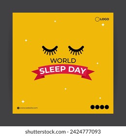 Vector illustration of World Sleep Day social media feed template