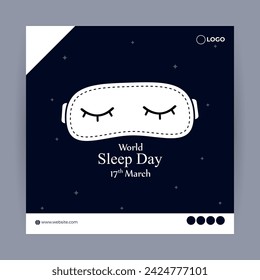 Vector illustration of World Sleep Day social media feed template