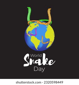 Vector illustration of World Snake Day 16 July social media story feed mockup template
