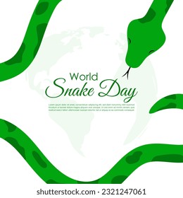 Vector illustration of World Snake Day 16 July social media story feed mockup template