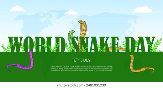 Vector illustration of World Snake Day social media feed template