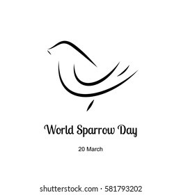 Vector illustration for World Sparrow Day in Minimal Style. Bird Sign or Logo