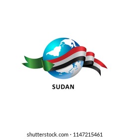 Vector Illustration of a world – world with the sudan flag
