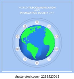 Vektorgrafik des Welttags der Telekommunikation und der Informationsgesellschaft am 17. Mai Gesangsvorführungen in den sozialen Medien