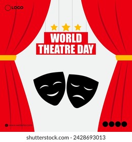 Vektor-Illustration des World Theatre Day Social Media Feed-Vorlage