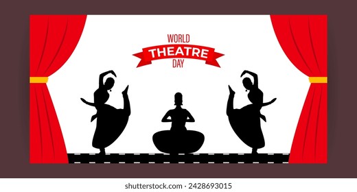 Vector illustration of World Theatre Day social media feed template
