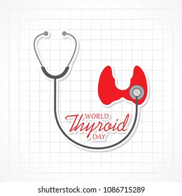 Vector illustration of World Thyroid Day poster with illustration of thyroid gland