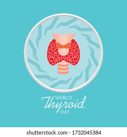 Vector illustration for World Thyroid Day which is held on 25 may. Can be used for poster, banner, medical designs, backgrounds, symbol, icon and print templates.
