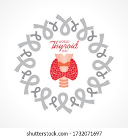 Vector illustration for World Thyroid Day which is held on 25 may. Can be used for poster, banner, medical designs, backgrounds, symbol, icon and print templates.
