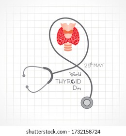 Vector illustration for World Thyroid Day which is held on 25 may. Can be used for poster, banner, medical designs, backgrounds, symbol, icon and print templates.
