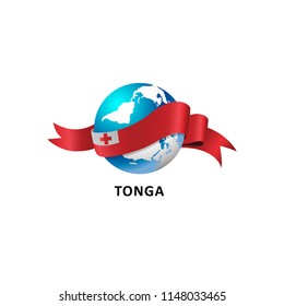 Vector Illustration of a world – world with the tonga flag