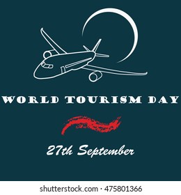 Vector illustration World Tourism day.Airplane and civil aviation.