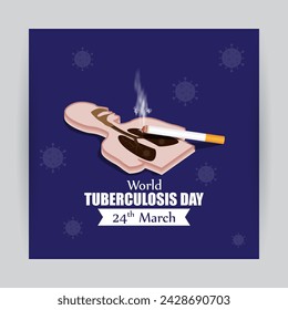 Vector illustration of World Tuberculosis Day social media feed template