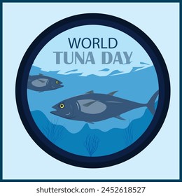 Ilustración vectorial Día Mundial del Atún, Plantilla editable post Anuncio