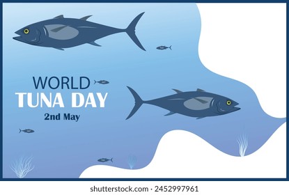 Ilustración vectorial Día Mundial del Atún, Plantilla editable post Anuncio