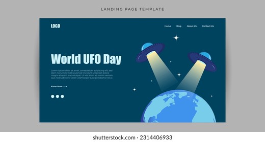 Vector illustration of World UFO Day Website landing page banner mockup Template